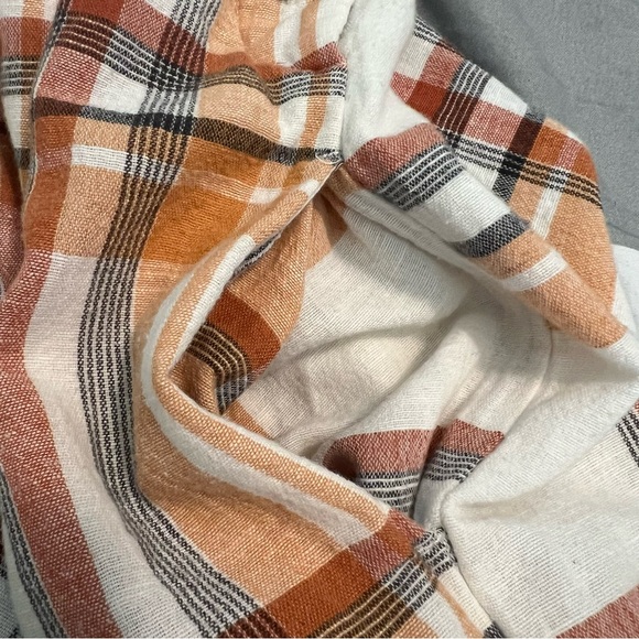 American Eagle Plaid Cotton Linen Cropped Wide Leg Jumpsuit size 6 - Picture 8 of 14